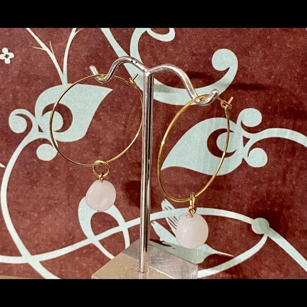 Rose Quartz Hoop Earrings
